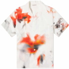 Alexander McQueen Men's Obscured Flower Vacation Shirt in White/Red