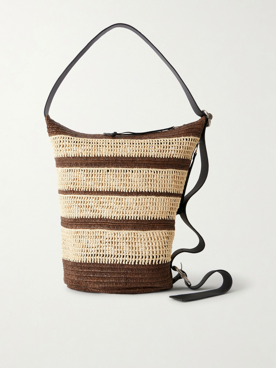 LOEWE - Paula's Ibiza Loop Bucket Medium Leather-Trimmed Raffia Tote Bag