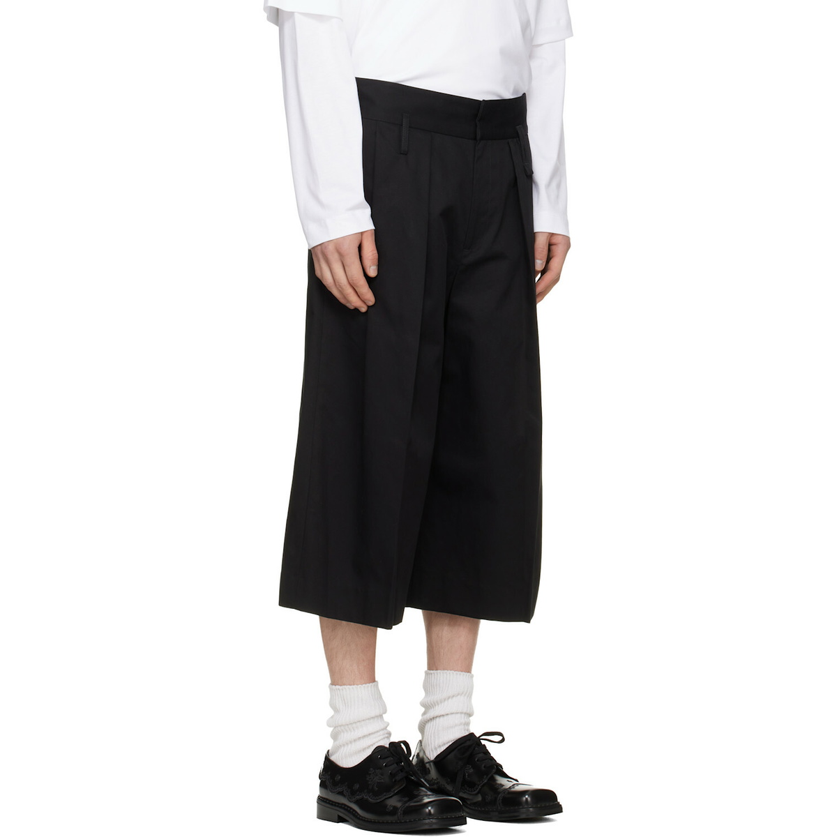 Simone Rocha Black Peeling Waist Wide Leg Shorts
