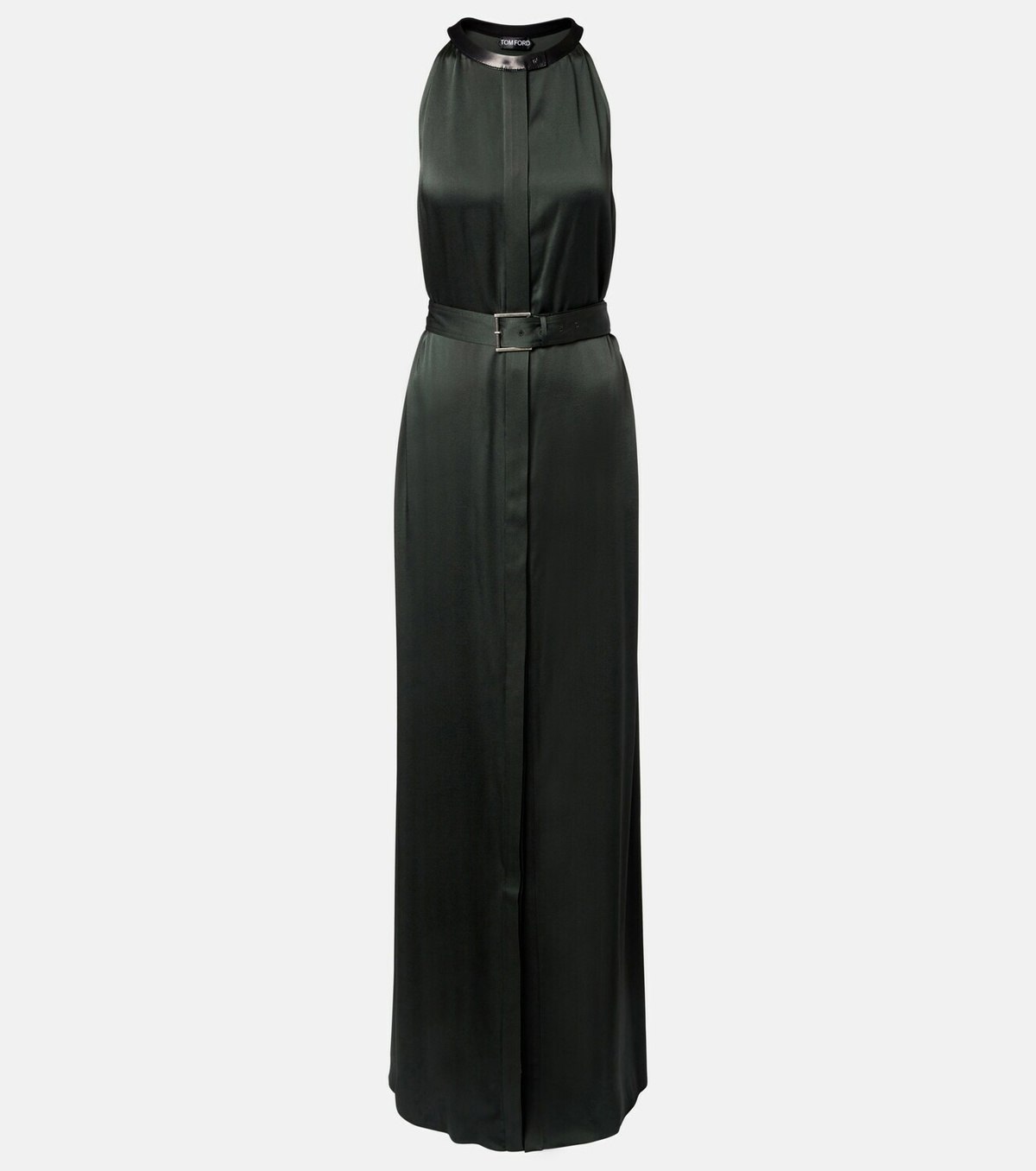 Tom Ford Belted satin crêpe halterneck gown