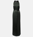 Tom Ford Belted satin crêpe halterneck gown
