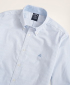 Brooks Brothers Men's Stretch Big & Tall Sport Shirt, Non-Iron Oxford Bengal Stripe | Vista Blue