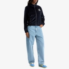 Sporty & Rich Women's NY Crest Velour Track Jacket in Navy Cream