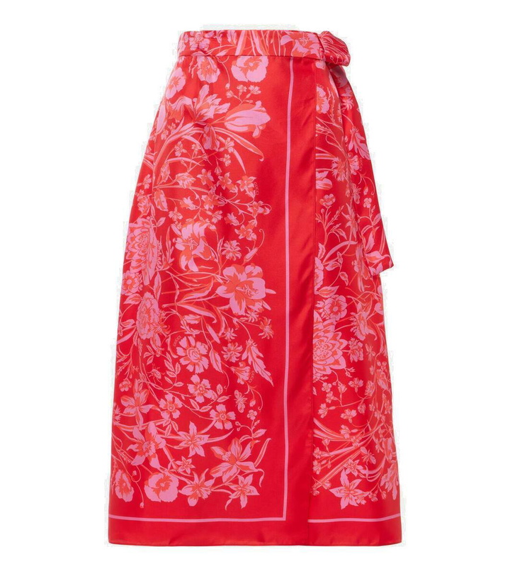 Photo: Gucci Floral silk twill midi skirt