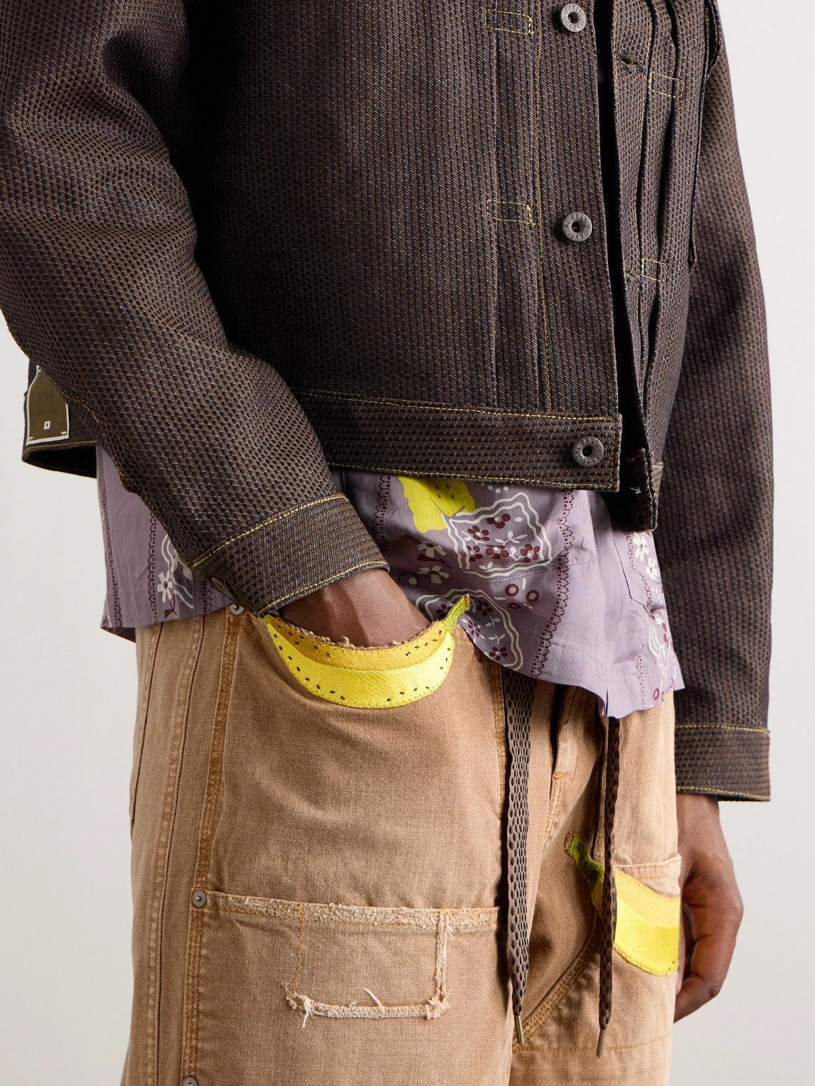 KAPITAL - Wide-Leg Appliquéd Distressed Panelled Jeans - Brown KAPITAL