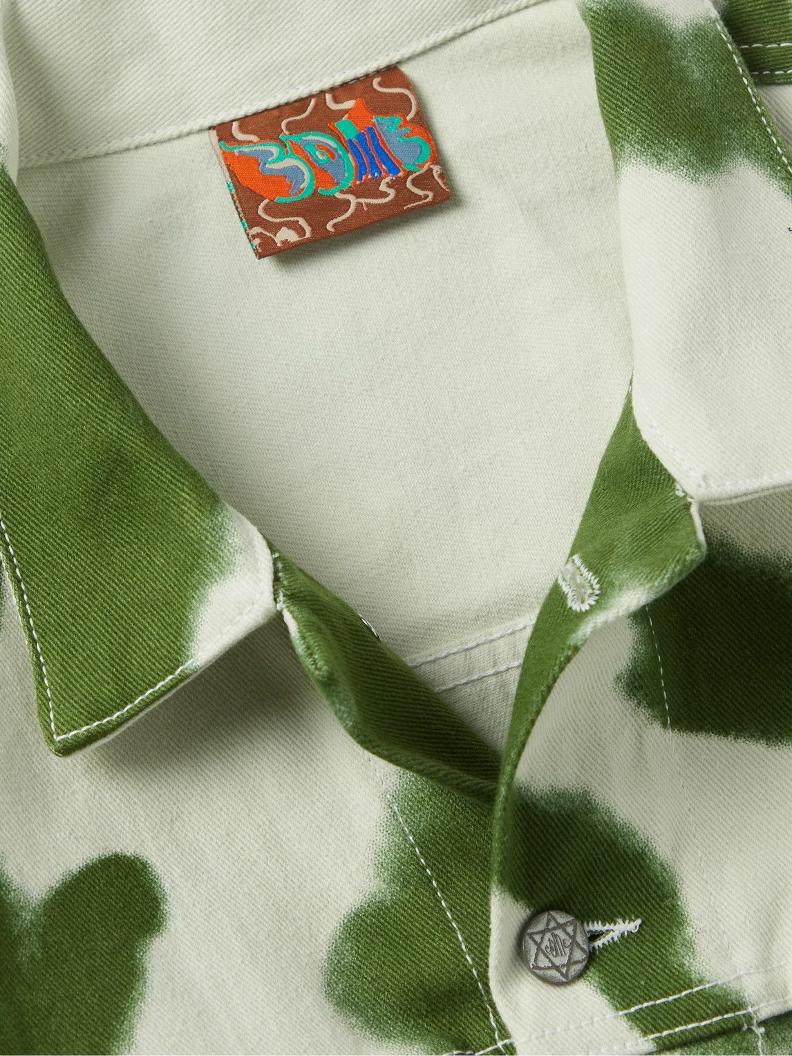 COME TEES - Camouflage-Print Denim Jacket - Green