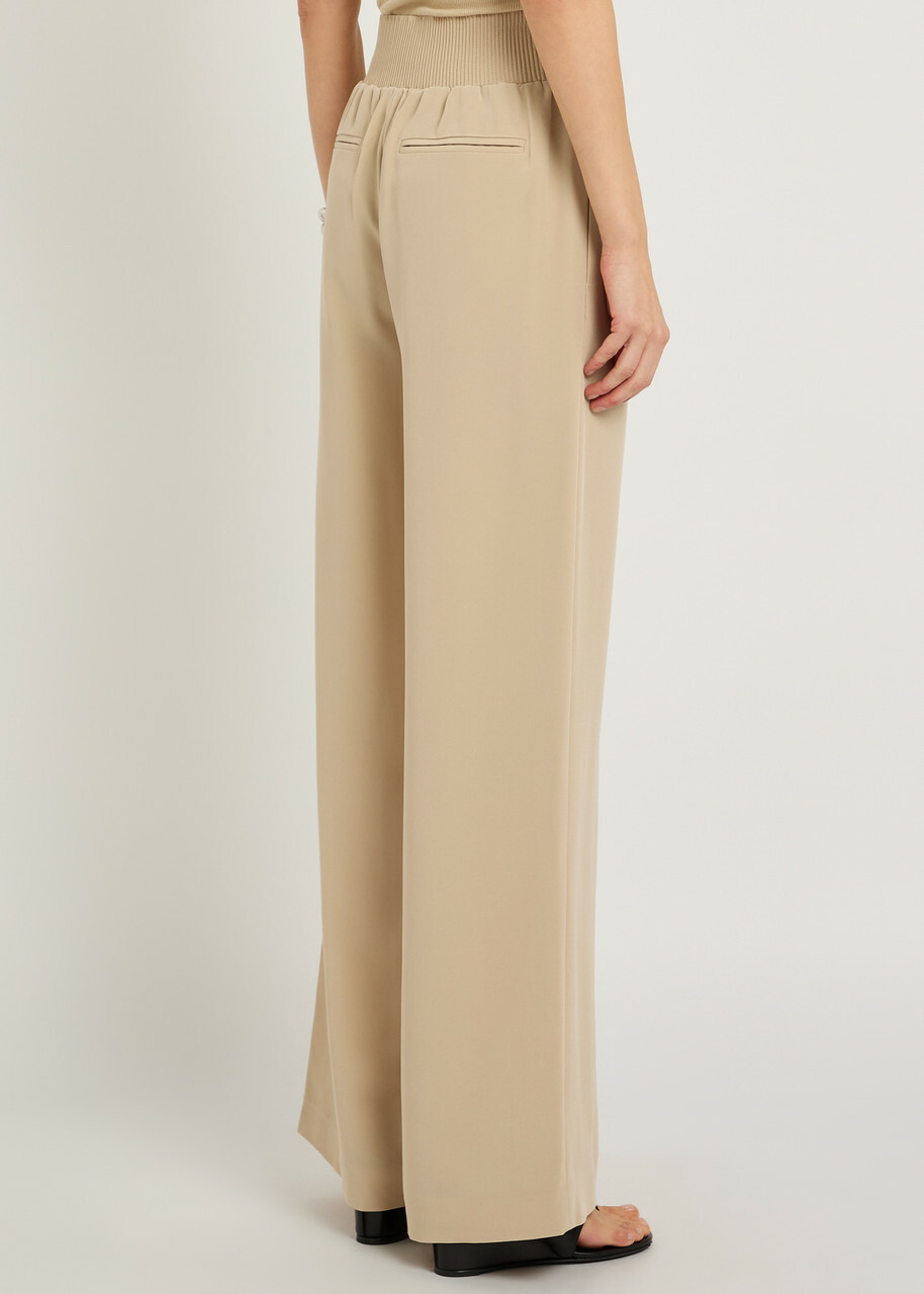 Joseph Nour Wide-leg Satin-twill Trousers Beige
