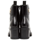 Versace Jeans Couture Black Patent Faux-Leather Institutional Logo Boots