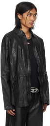 Diesel Black L-Mart-A Leather Jacket