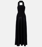 Solace London Mae satin-paneled bustier gown