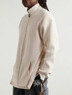 Balenciaga - Intertwined Oversized Logo-Print Ribbed Cotton-Blend Half-Zip Sweater - Neutrals