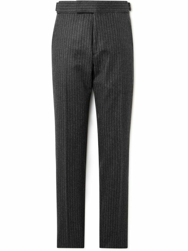 Photo: TOM FORD - Slim-Fit Tapered Pinstriped Wool-Flannel Suit Trousers - Gray