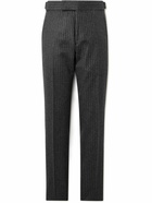 TOM FORD - Slim-Fit Tapered Pinstriped Wool-Flannel Suit Trousers - Gray