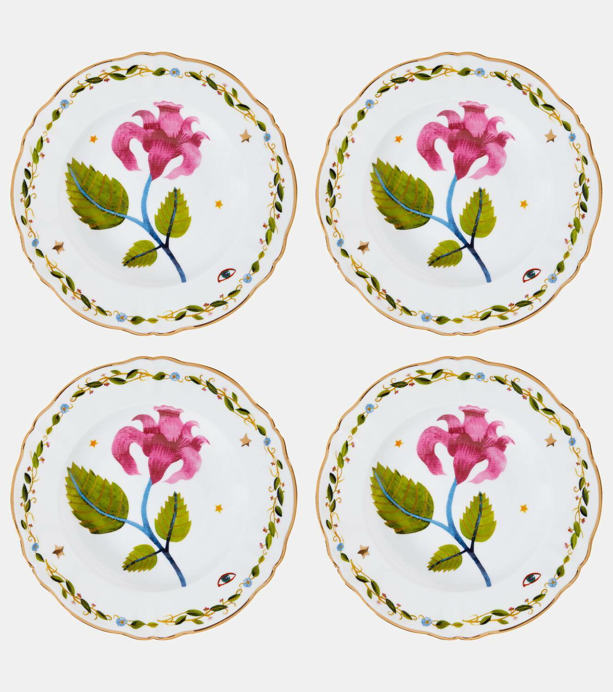 Bitossi Fabula Profumo set of 4 porcelain soup plates