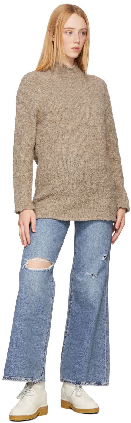 Our Legacy Beige Bouclé Funnel Neck Sweater Our Legacy