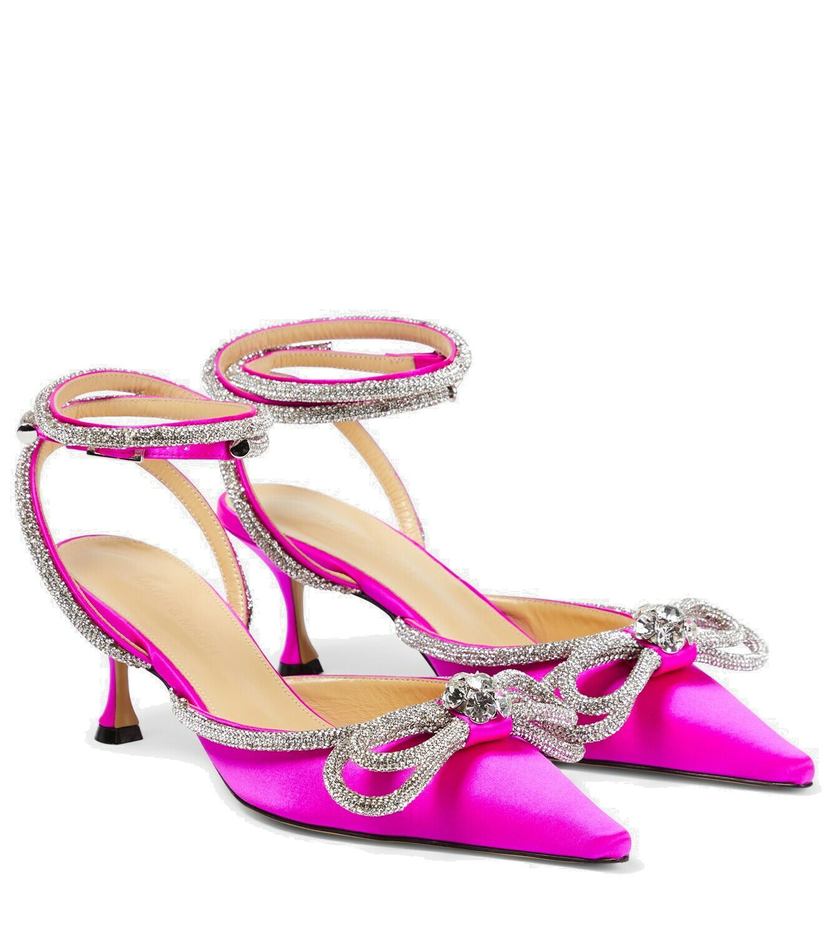 Mach & Mach - Double Bow 65 embellished satin pumps MACH & MACH