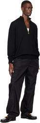 Versace Black Wool-Blend Half-Zip Knit Sweater
