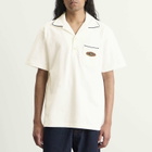 Drôle de Monsieur Men's Open Collar Polo Shirt in Off White