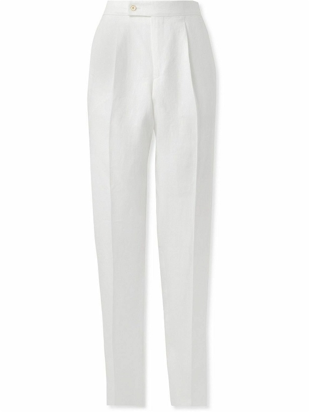 Photo: Caruso - Straight-Leg Pleated Linen Trousers - White