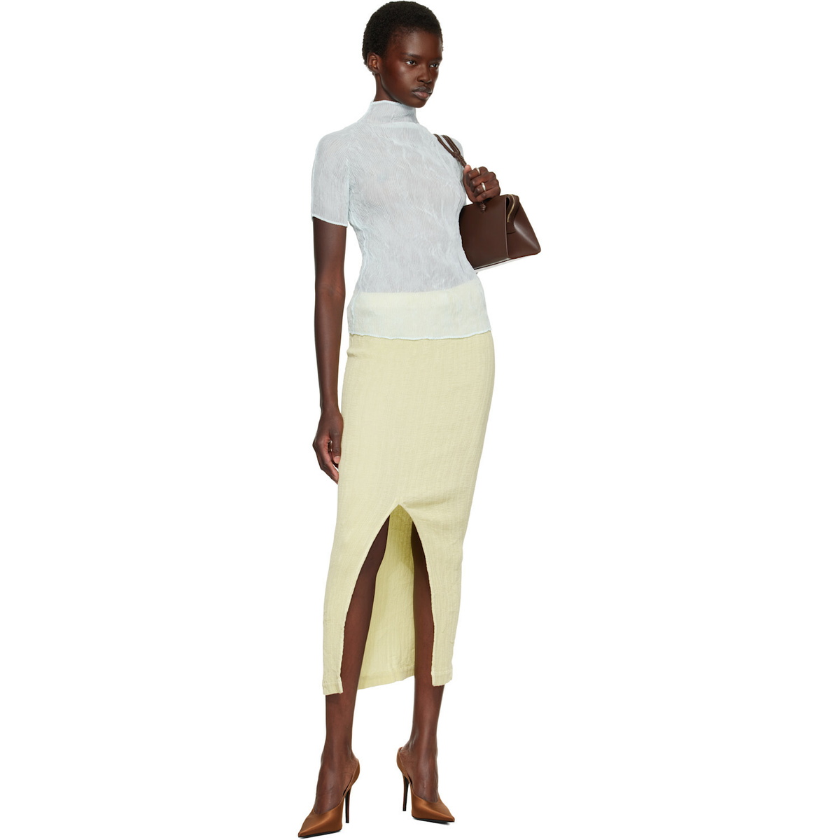 ISSEY MIYAKE Blue Chiffon Twist 1 Top