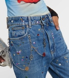 Rabanne Embellished high-rise straight jeans
