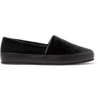 Mulo - Leather-Trimmed Velvet Slippers - Black