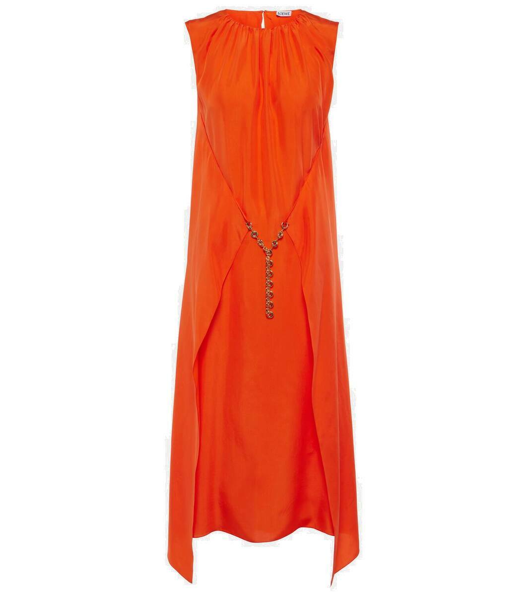 【送料&関税込】Loewe Chemisier Dress Loewe Chain-detail silk midi dress Loewe