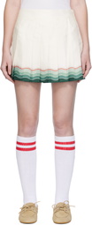 Casablanca White Tennis Pleated Silk Miniskirt