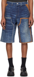 Andersson Bell Navy Trompe L'oeil Double Knee Denim Shorts