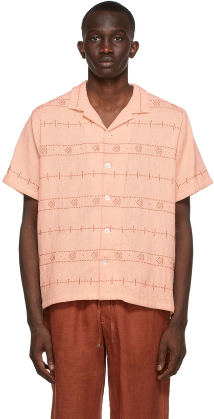 Photo: HARAGO Pink Open Woven Lines Shirt