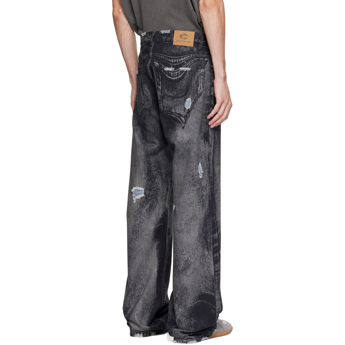CAMPERLAB Black Distorted Distressed Jeans