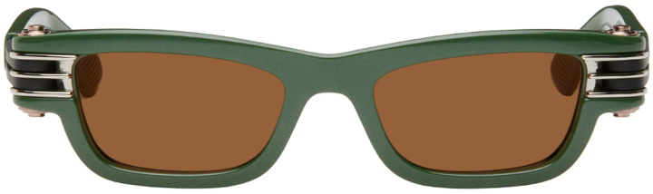 Photo: Bottega Veneta Green Bold Squared Sunglasses
