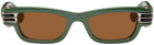 Bottega Veneta Green Bold Squared Sunglasses