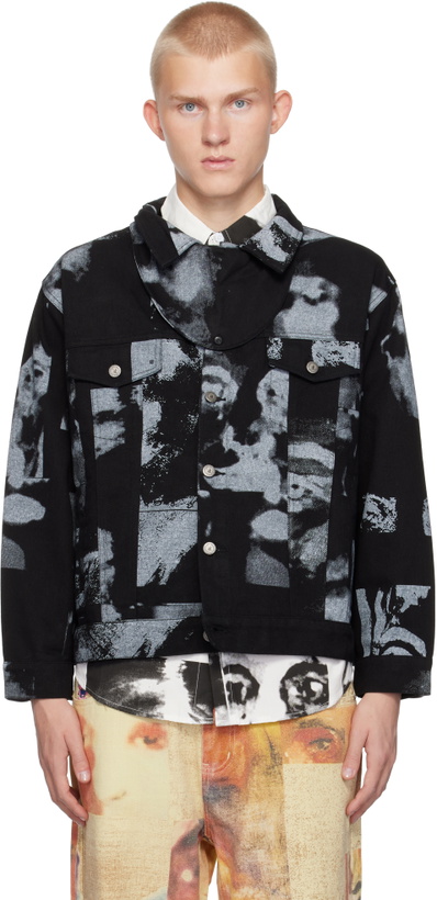 Photo: KidSuper Black Collage Faces Denim Jacket