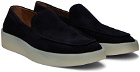 BOSS Navy Suede Logo Detail Loafers
