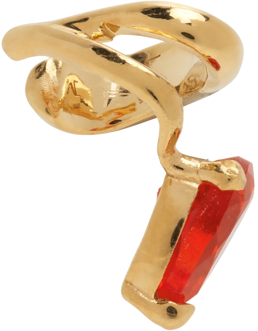 Alan Crocetti Gold & Red Nano Alien Right Ear Cuff