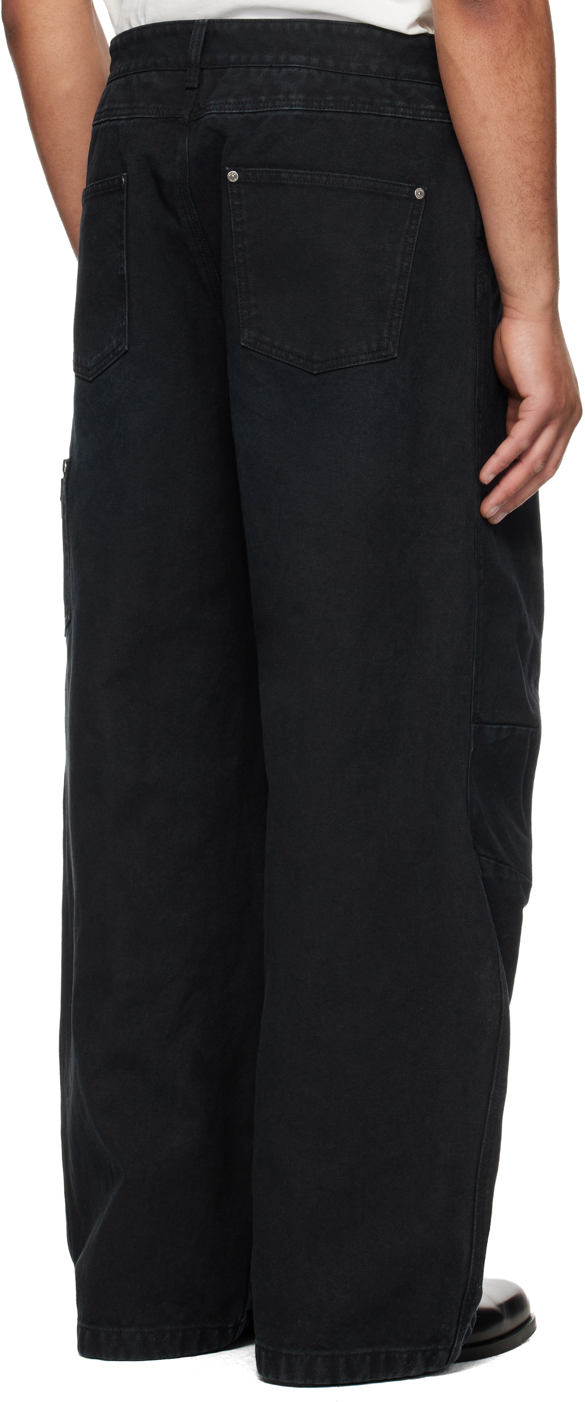 WOOYOUNGMI Navy 3D Wide Dyed Jeans