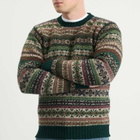 Jamieson's of Shetland Men's Jamiesons of Shetland Fair Isle Crew Knit in Green/Beige/Red