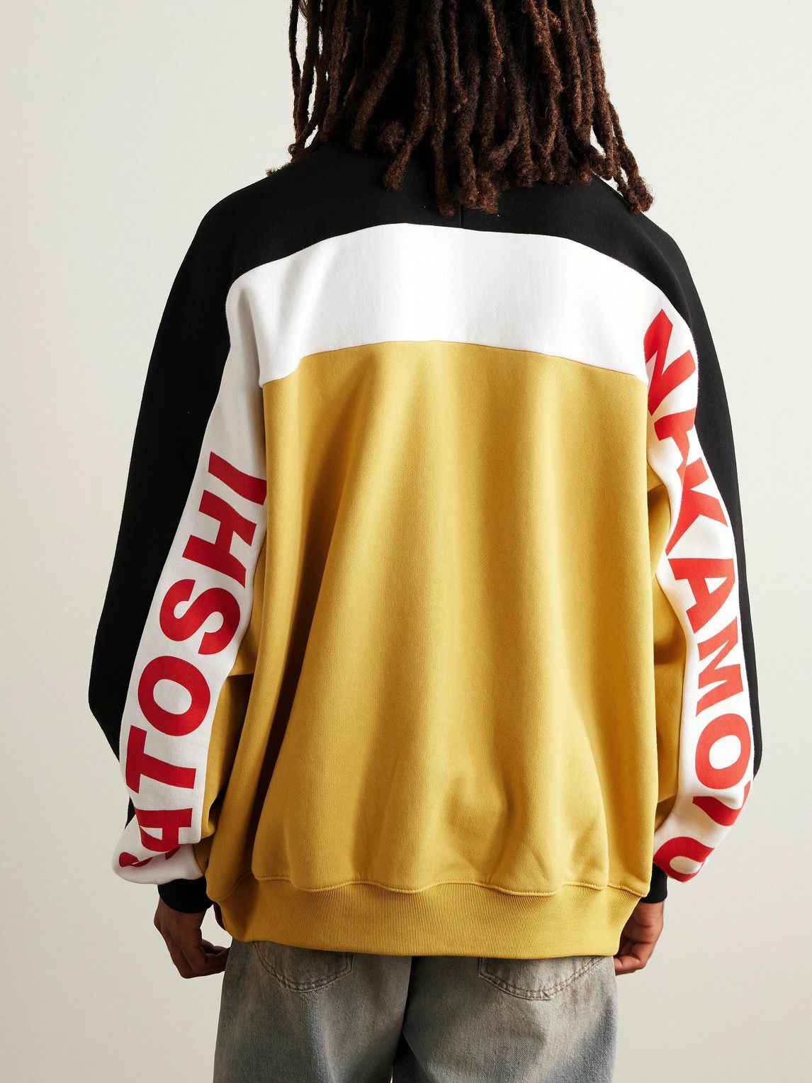 Satoshi Nakamoto - Panelled Printed Cotton-Jersey Sweatshirt - Yellow