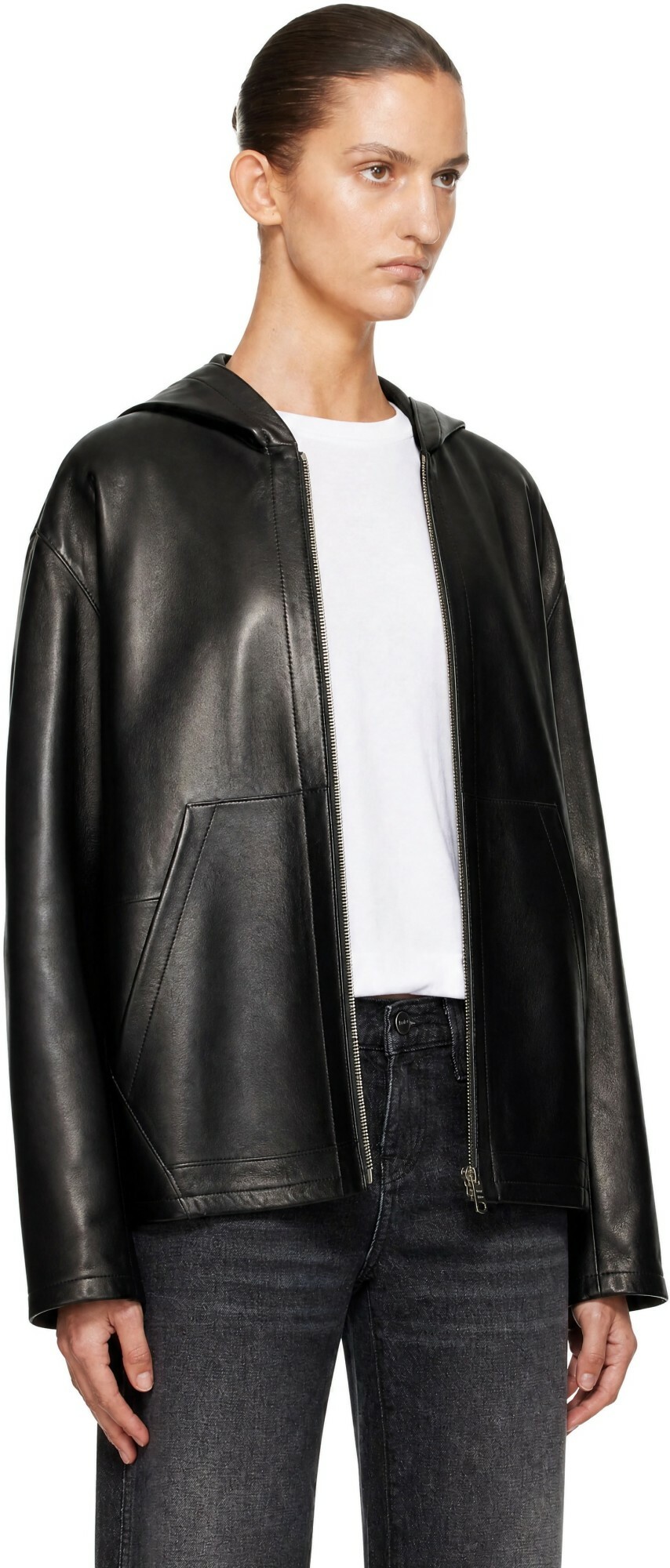 KHAITE Black Darlo Leather Jacket