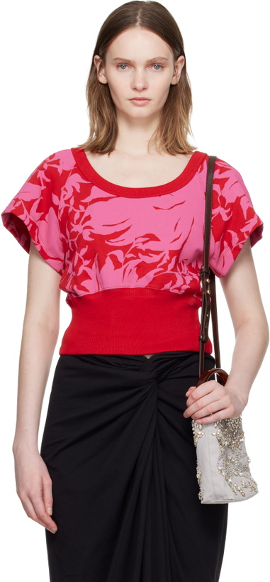 Photo: Dries Van Noten Red & Pink Floral T-shirt