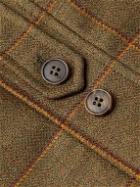 Purdey - Panelled Checked Wool-Blend Tweed and Faux Suede Gilet - Green