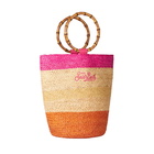 MC2 Saint Barth Raffia Multicolor Bucket Bag With Bamboo Handles
