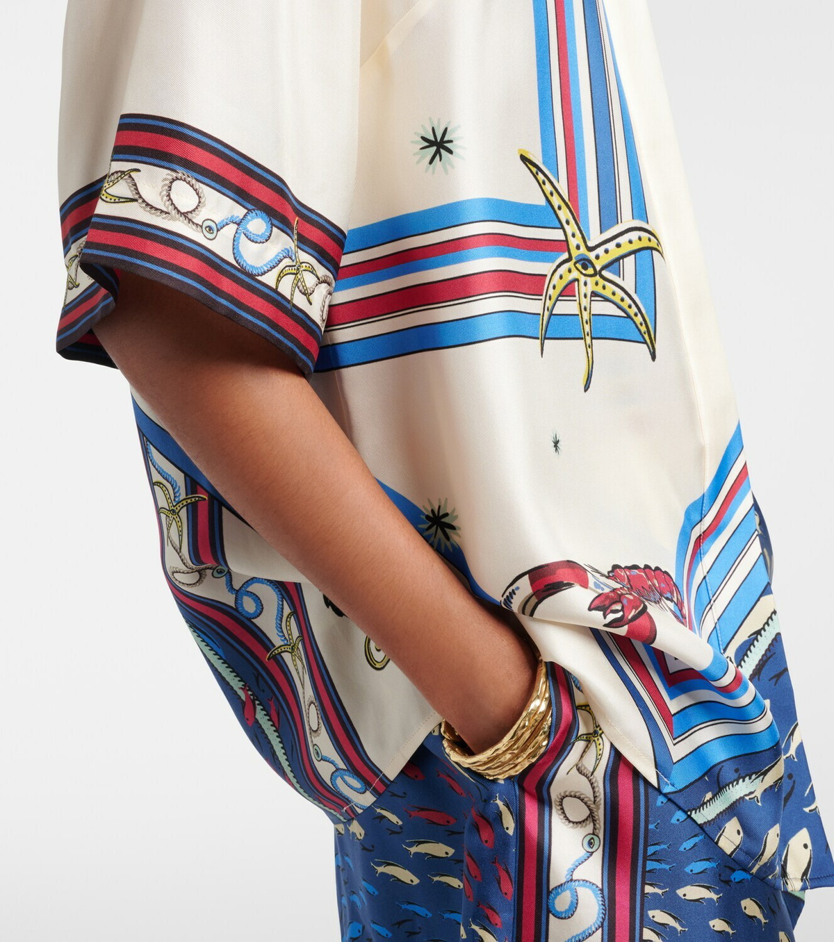 Alémais Printed silk satin shirt