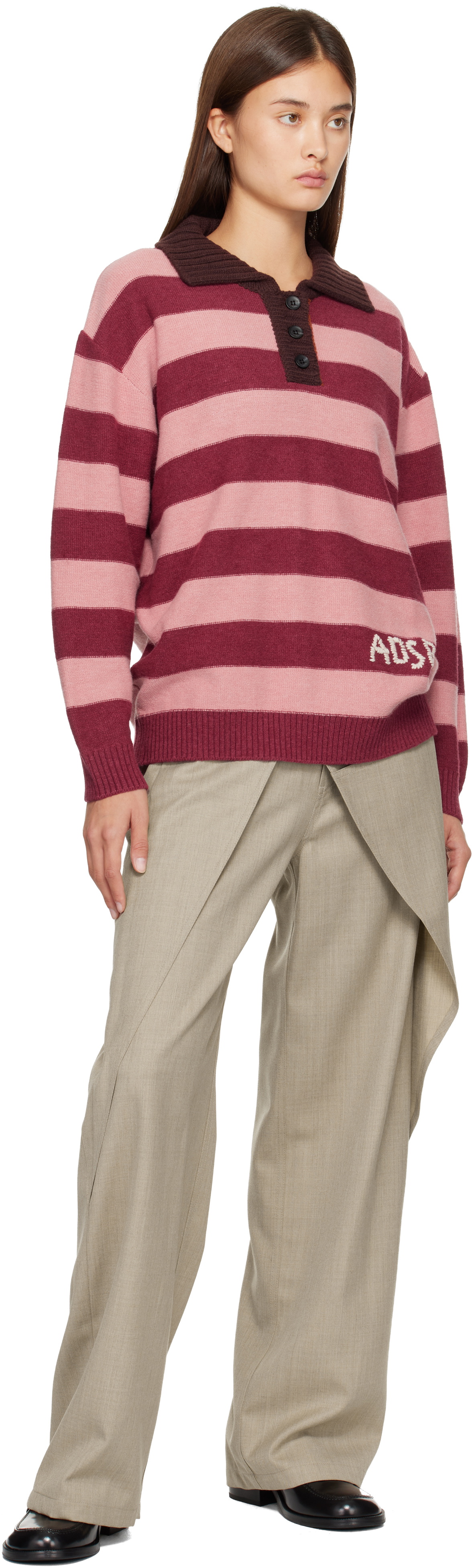 Andersson Bell Pink Loose-Fit Stripe Collar Polo