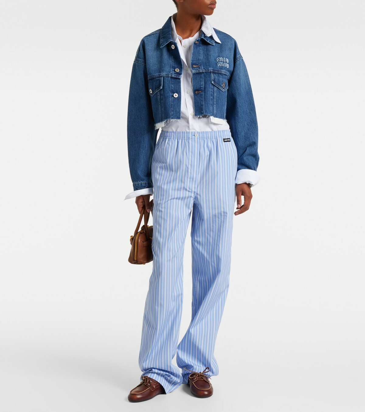 Miu Miu Cropped logo denim jacket