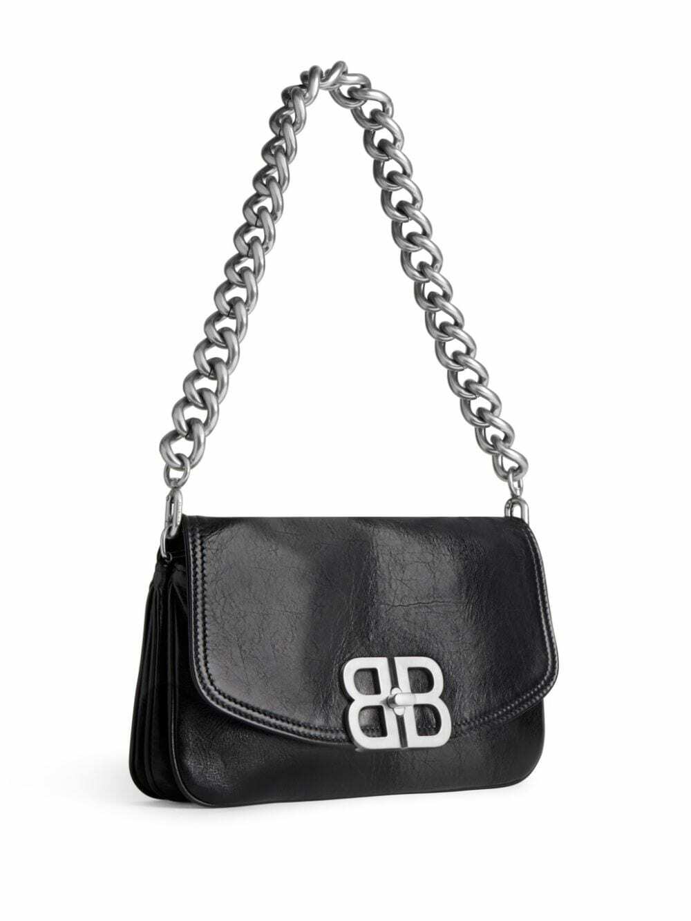バッグ Balenciaga BB Accessory Poach Leather BALENCIAGA Explorer Logo-Print Cracked-Leather Messenger Bag