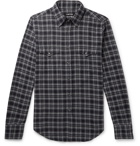 TOM FORD - Mickey Slim-Fit Checked Cotton-Flannel Western Shirt - Blue