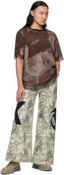 KUSIKOHC Brown Printed Mesh T-shirt