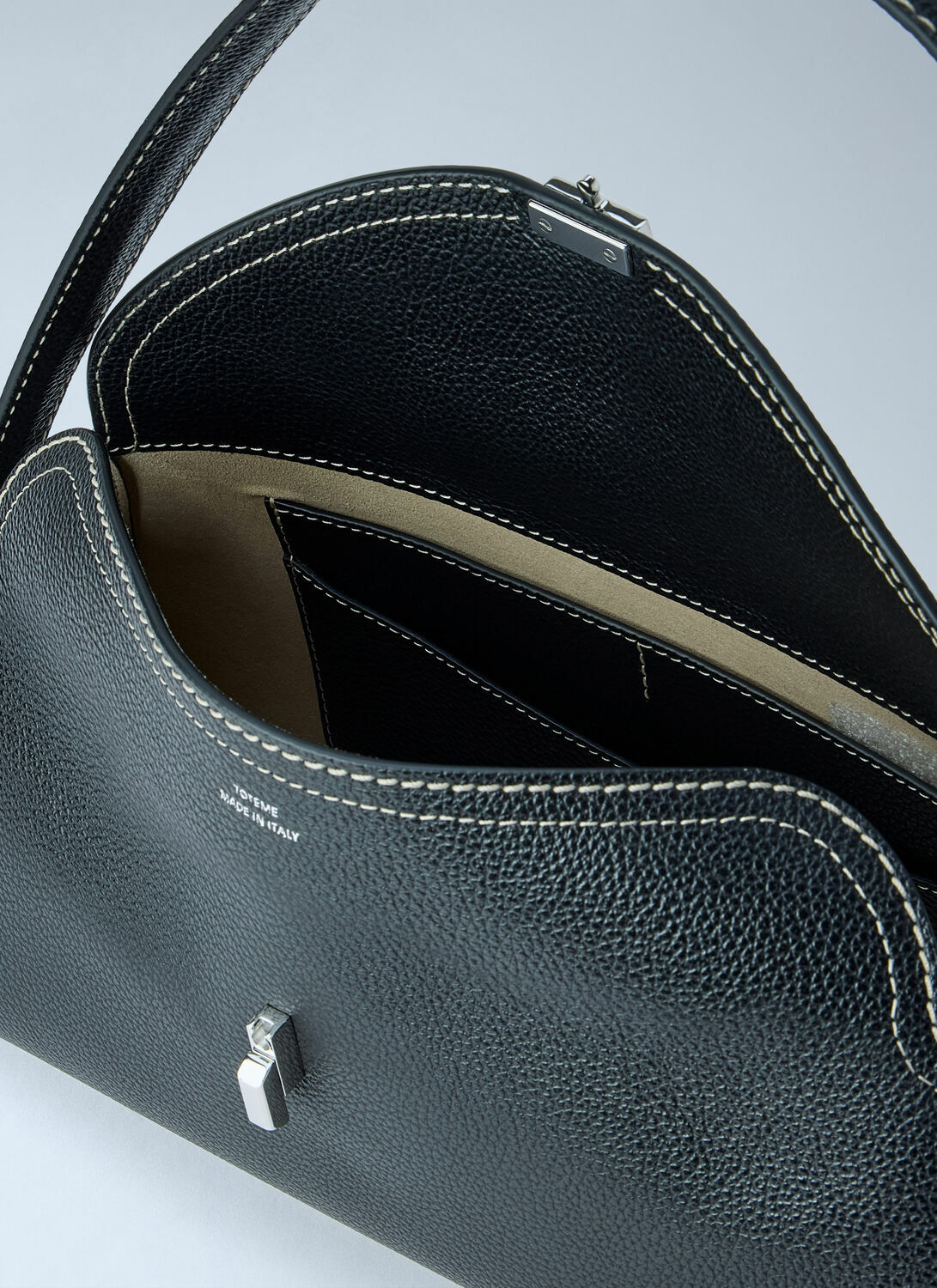 Toteme T-Lock Grained-Leather Shoulder Bag